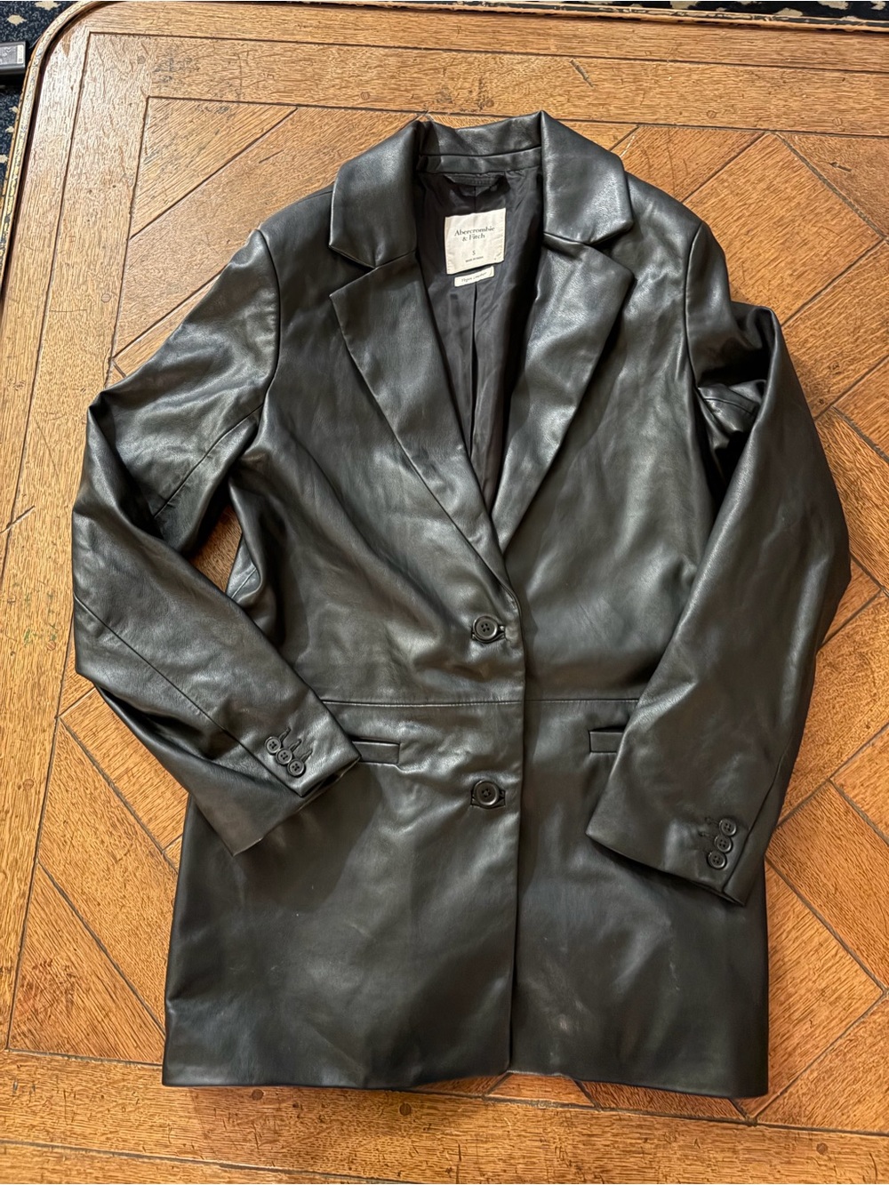 Abercrombie Black Faux Leather Blazer Jacket excellent condition - Women